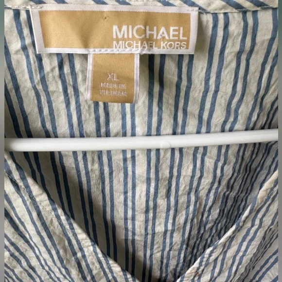 Michael Kors Button-Front Striped Tie Top (makeup mark • discounted!) - Picture 3 of 4